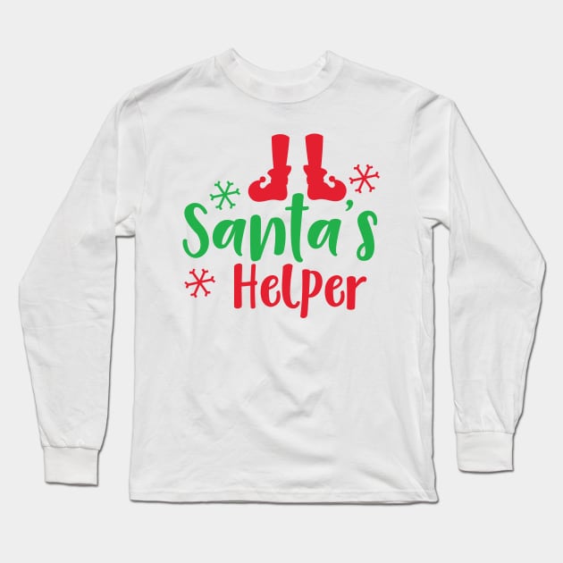 Santa's Helper, Elf Shoes, Snowflakes, Christmas Long Sleeve T-Shirt by Jelena Dunčević